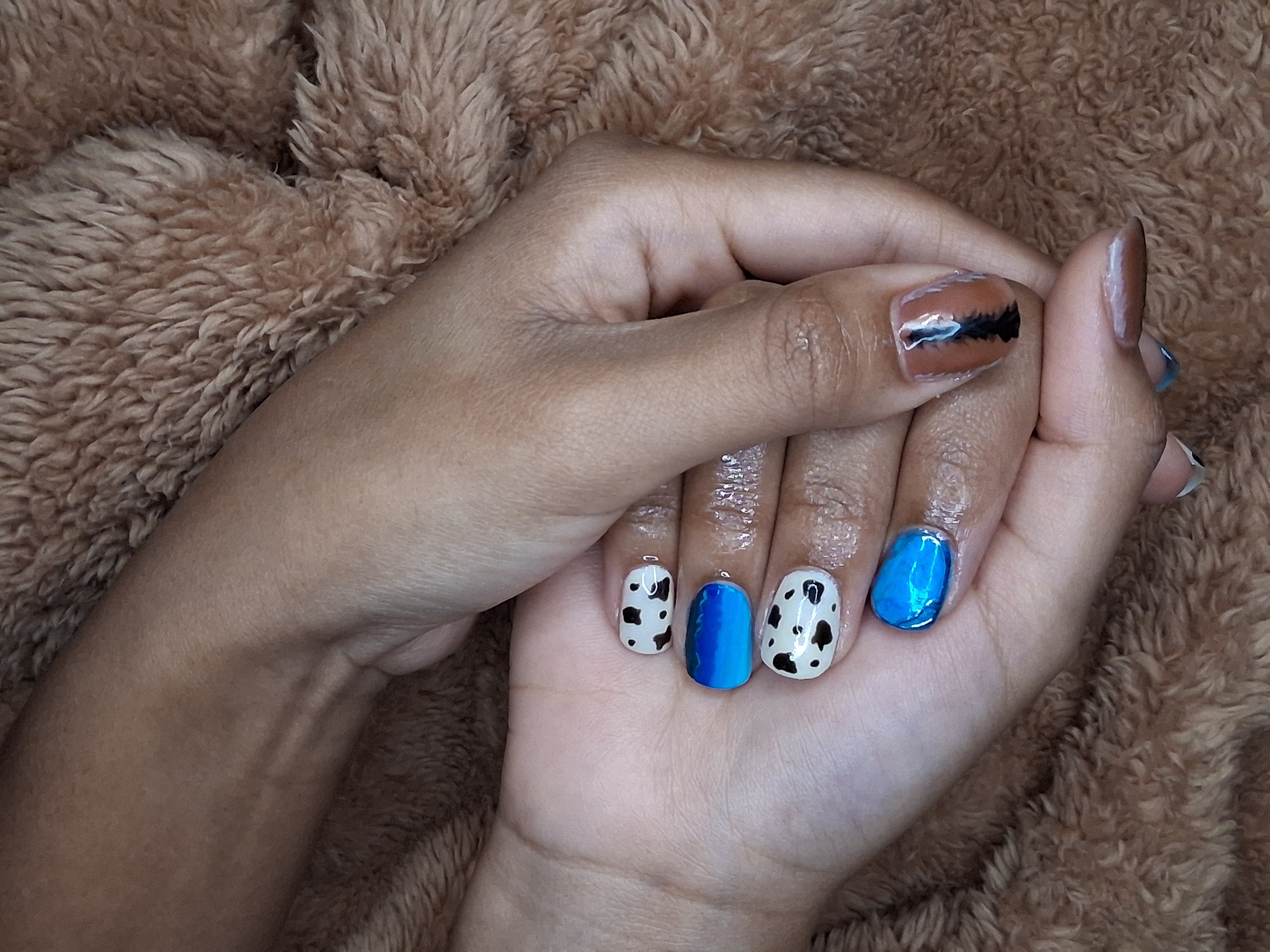 Blue dip powder nail set one