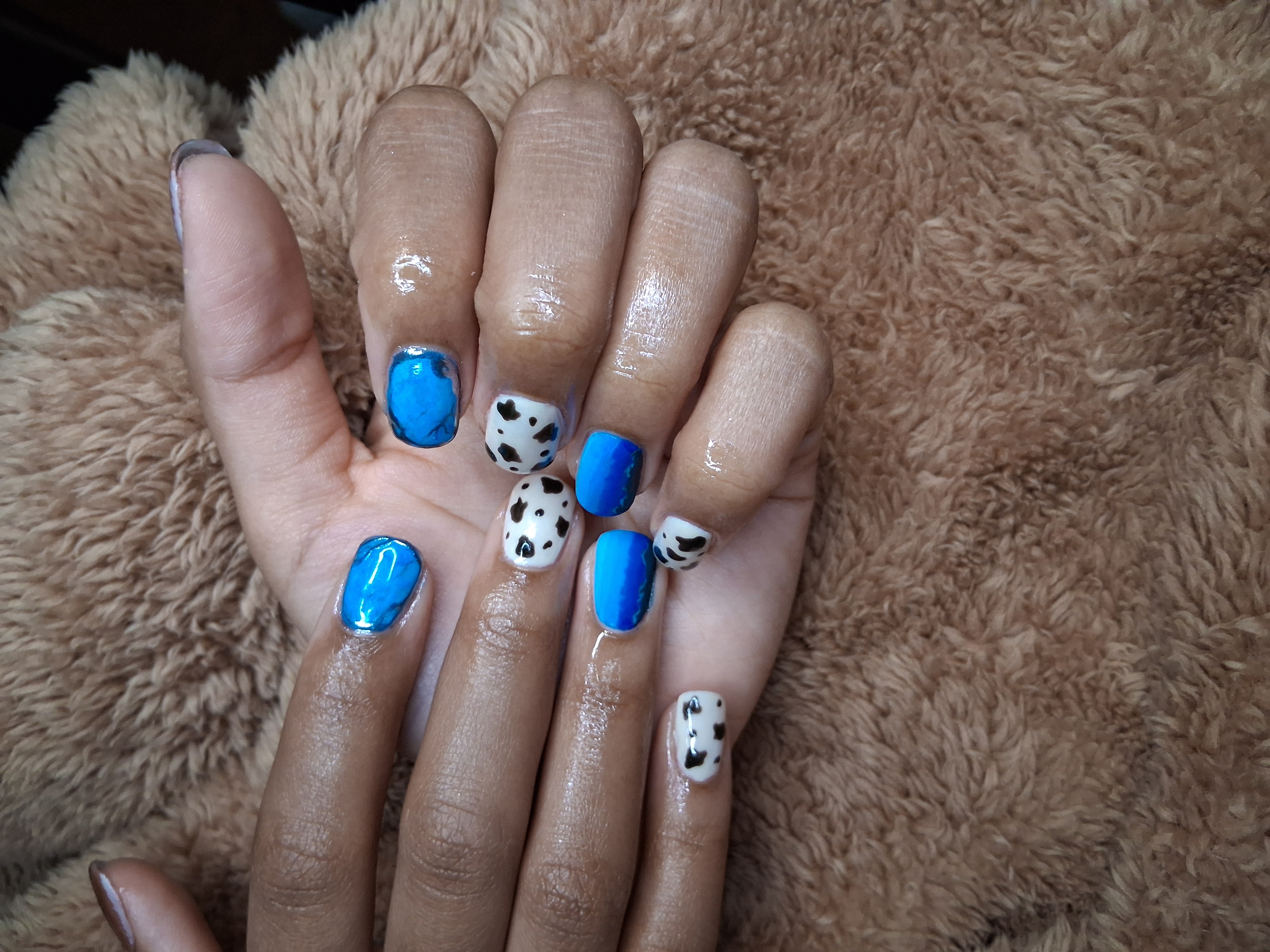 Blue dip powder nail set two