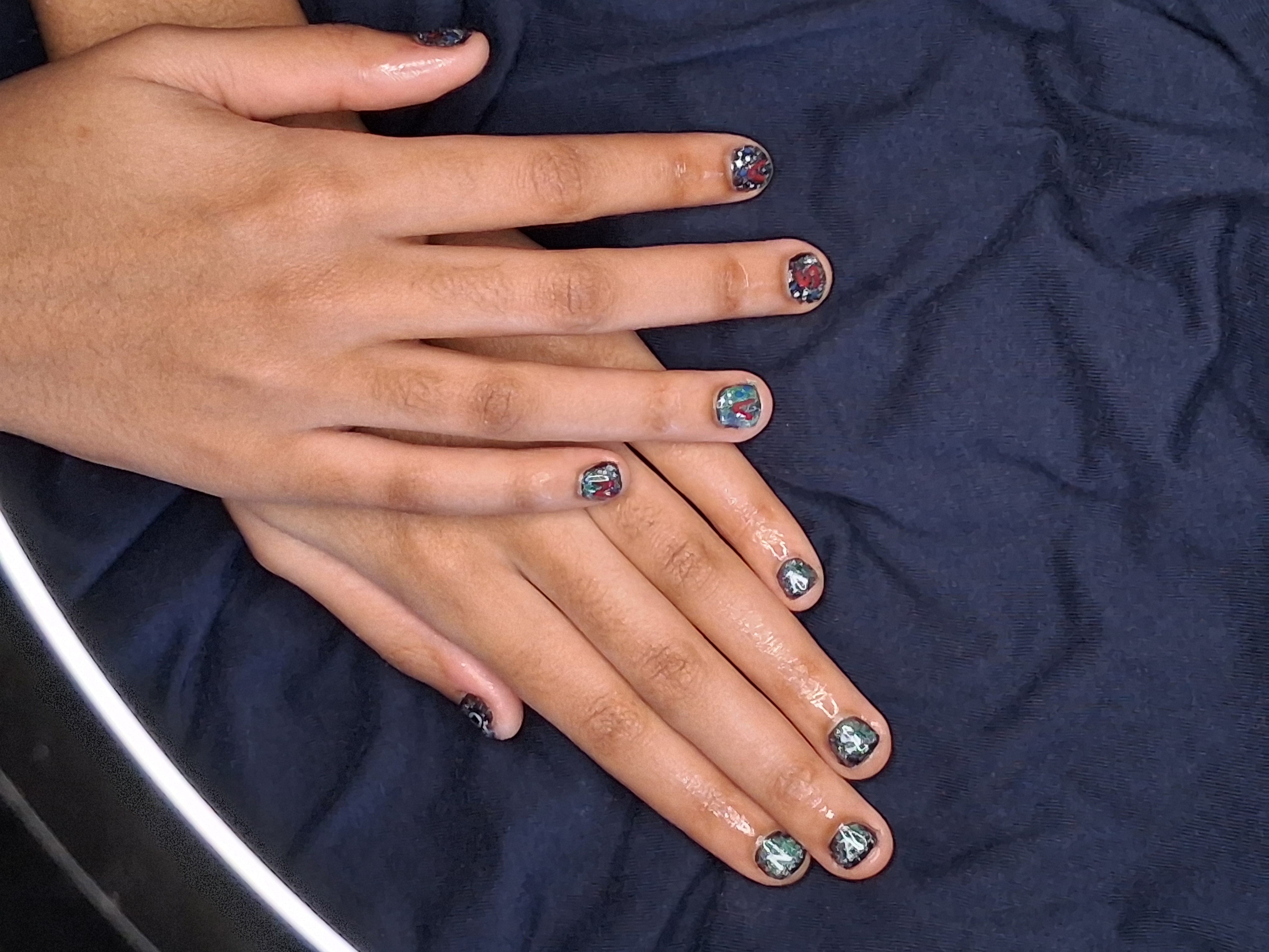 Dip powder nail set with NASA art