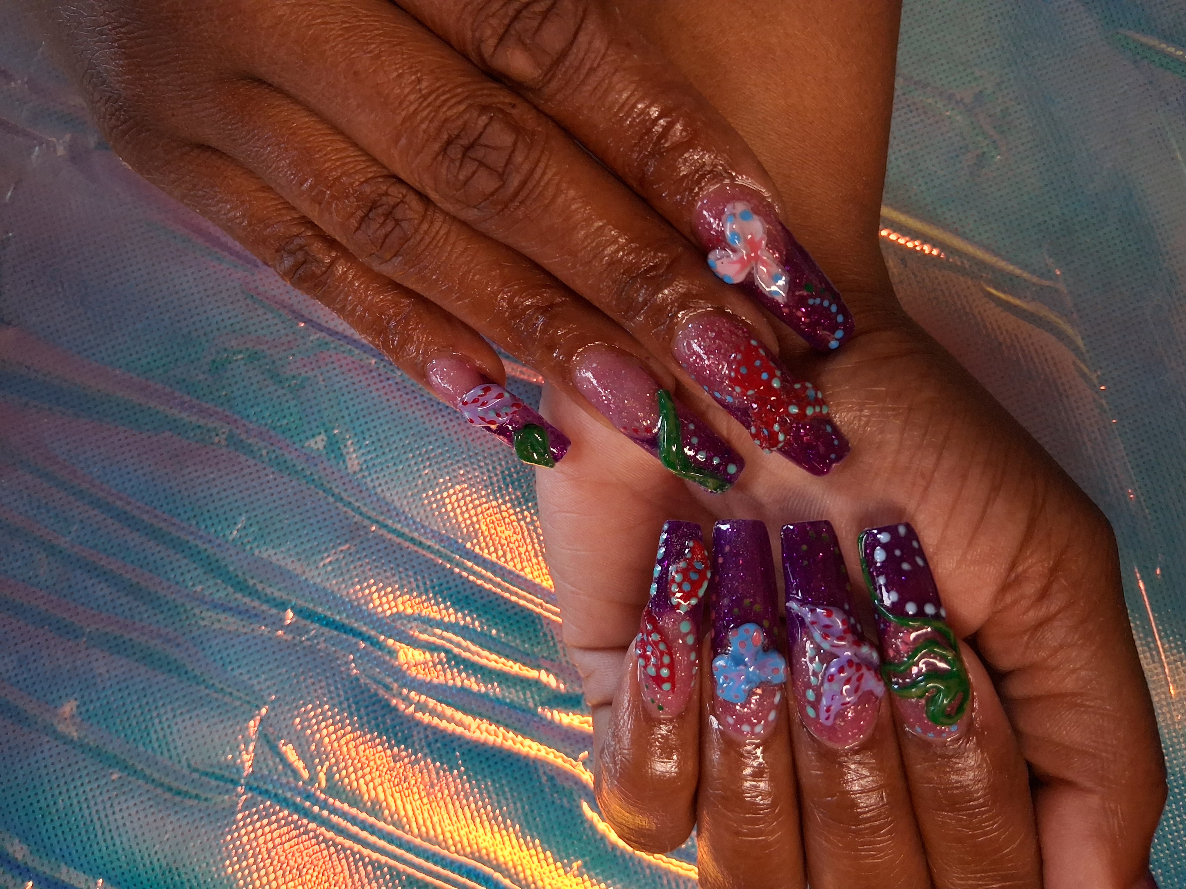 Purple French tip nail design